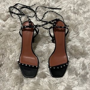 AMINA MUADDI lace up crystal spike high heels